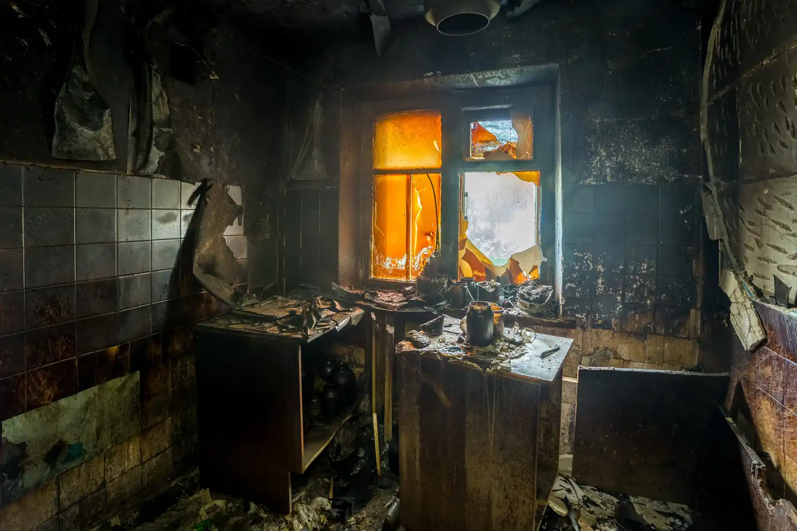 Fire damage restoration crew responding to a house fire in Paterson, NJ